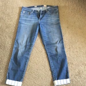Adriano Goldschmied AG Stilt Crop Denim Jeans Pants Blue Size 30 Women Roll UP